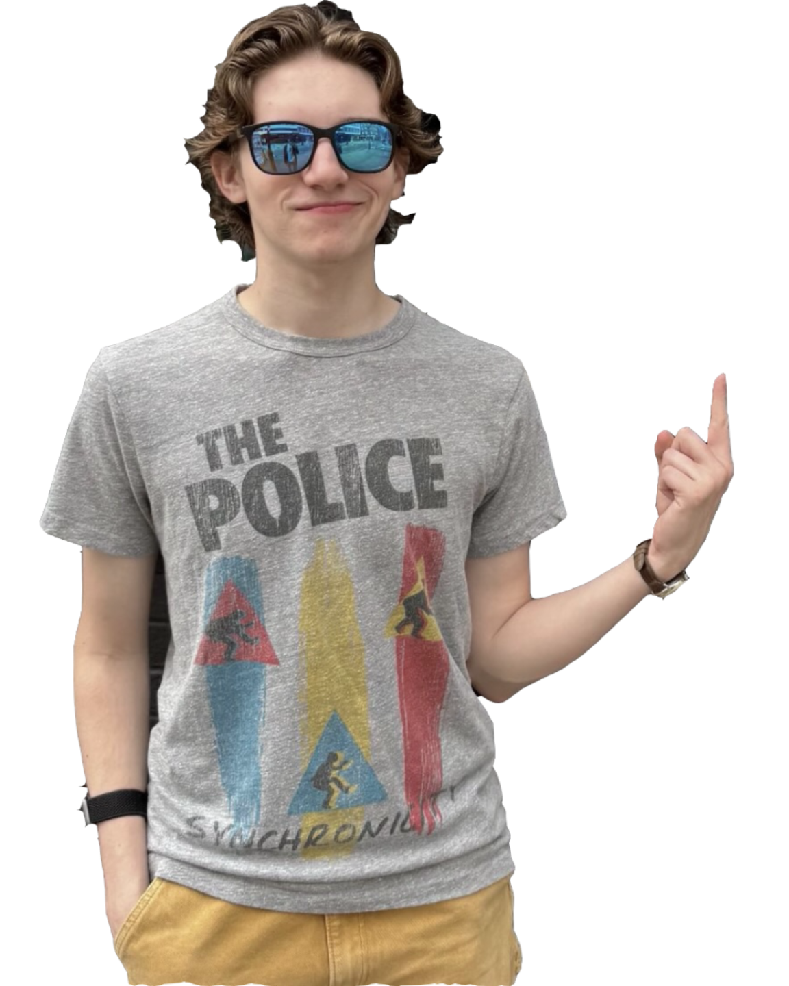 Matthew pointing his finger upwards